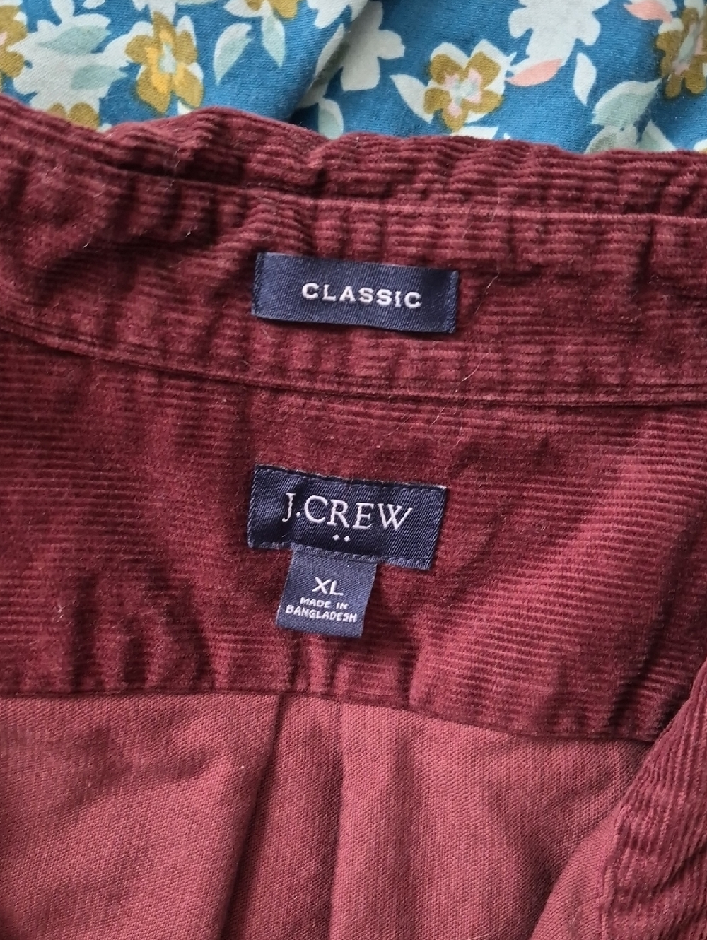 J. Crew Men's Classic Brown Burgundy Corduroy Button Down XL - Picture 4 of 8